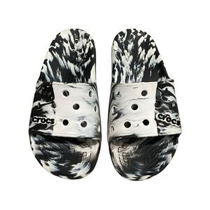 CROCS Classic Black & White Marbled Slide Sandals Unisex M9/W11